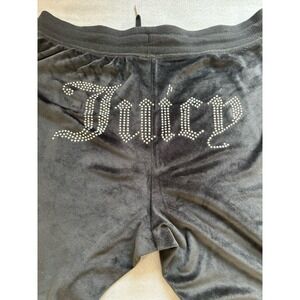 Juicy Couture Black Velour Rhinestone "Juicy" Lounge Pajama Pants Womens L Y2K